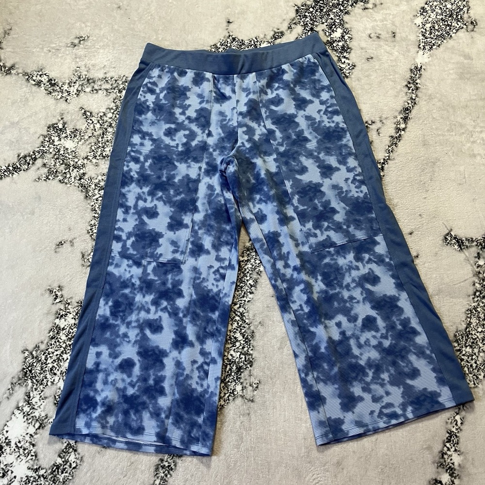 Logo Lori Goldstein Life Pants Womens Size Large Blue Wide Leg Tie Dye